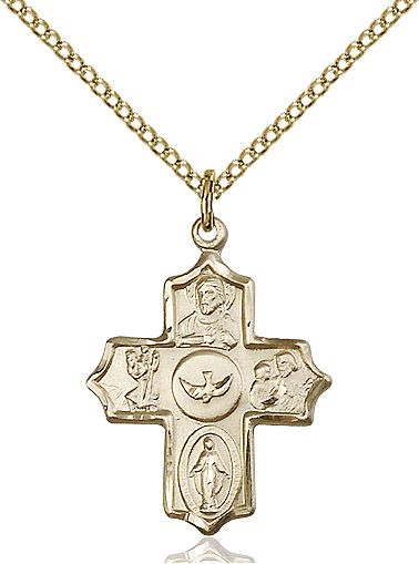 5-way Cross medal 42552, Gold Filled