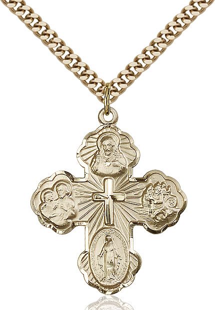5-way Cross medal 54582, Gold Filled