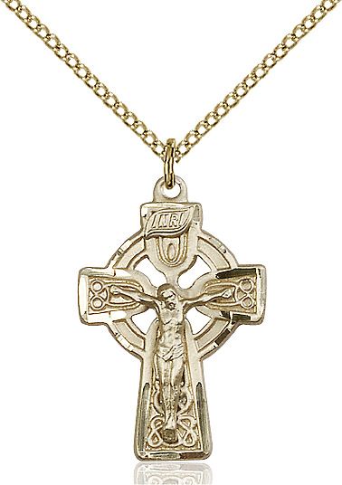 Celtic Crucifix medal 56842, Gold Filled