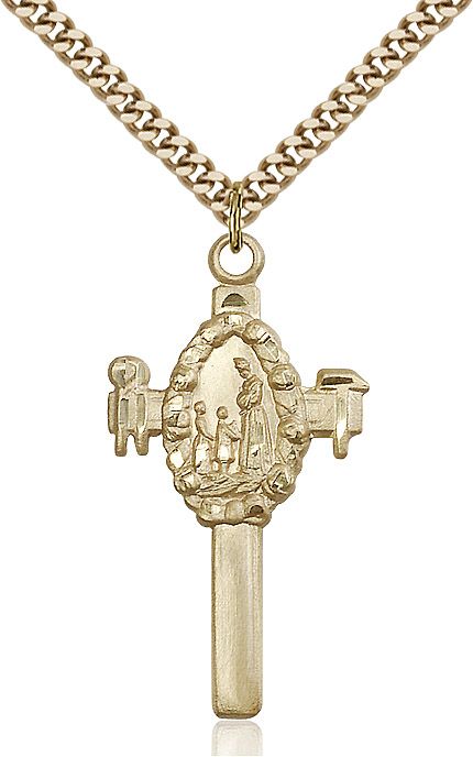 Cross of Our Lady of LaSalette medal 60282, Gold Filled