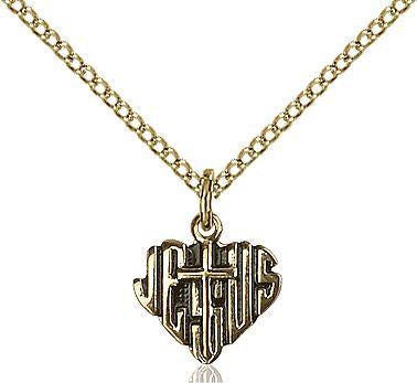 Heart of Jesus with Cross medal 60412, Gold Filled