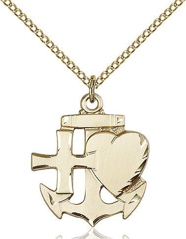 Faith, Hope & Charity medal 60452, Gold Filled