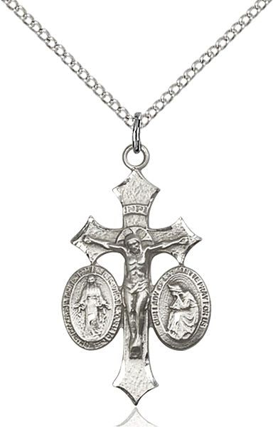 Crucifix, Miraculous Medal, and Our Lady of La Salette medal 60551, Sterling Silver