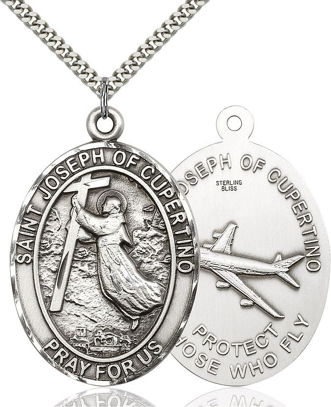 Saint Joseph of Cupertino medal 60571, Sterling Silver