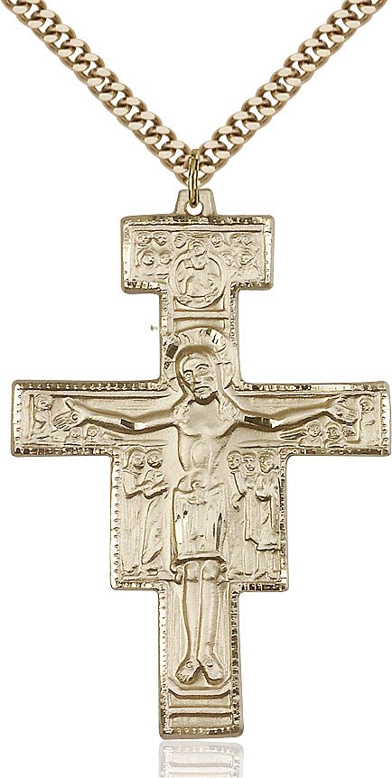 San Damiano Crucifix medal 60702, Gold Filled