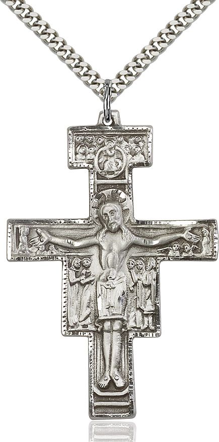 San Damiano Crucifix medal 60701, Sterling Silver