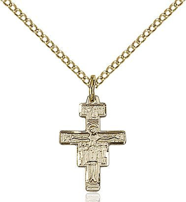 San Damiano Crucifix medal 60782, Gold Filled