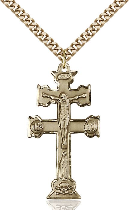 Caravaca Crucifix medal 60842, Gold Filled