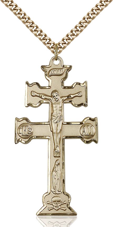 Caravaca Crucifix medal 60852, Gold Filled