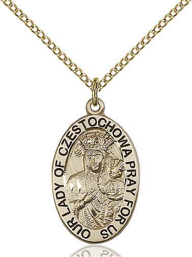 Our Lady of Czestochowa medal 60932, Gold Filled