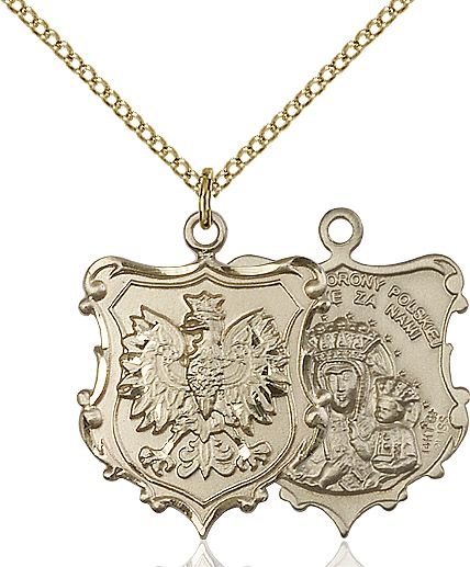 Our Lady of Czestochowa medal 60942, Gold Filled