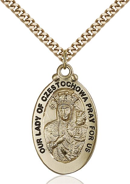 Our Lady of Czestochowa medal 60952, Gold Filled