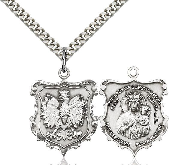 Our Lady of Czestochowa falcon medal 60971, Sterling Silver