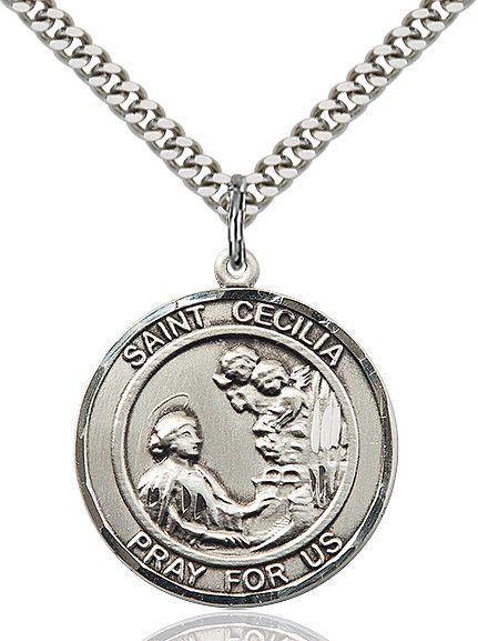 Saint Cecilia medal S016RD1, Sterling Silver
