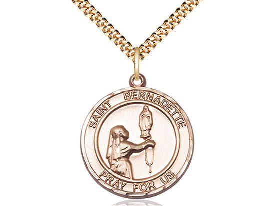 Saint Bernadette round medal S017RD2, Gold Filled