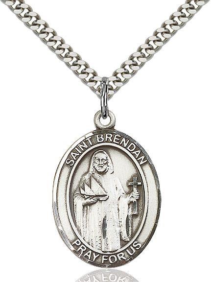 Saint Brendan the Navigator medal S0181, Sterling Silver