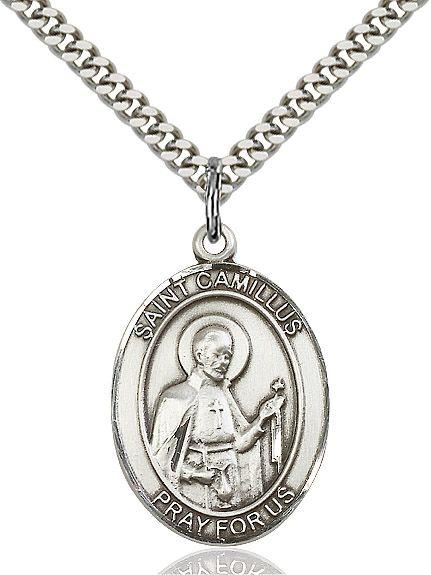 Saint Camillus of Lellis medal S0191, Sterling Silver
