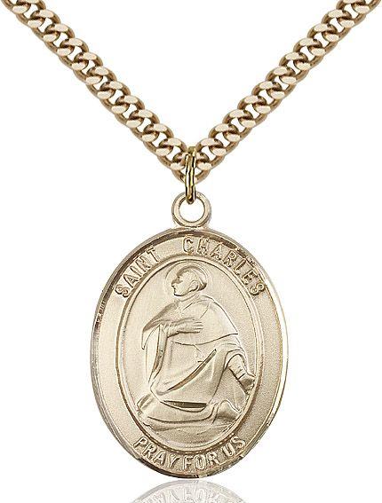 Saint Charles Borromeo medal S0202, Gold Filled