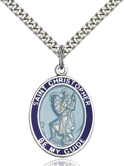 Saint Christopher medal S022BB1, Sterling Silver