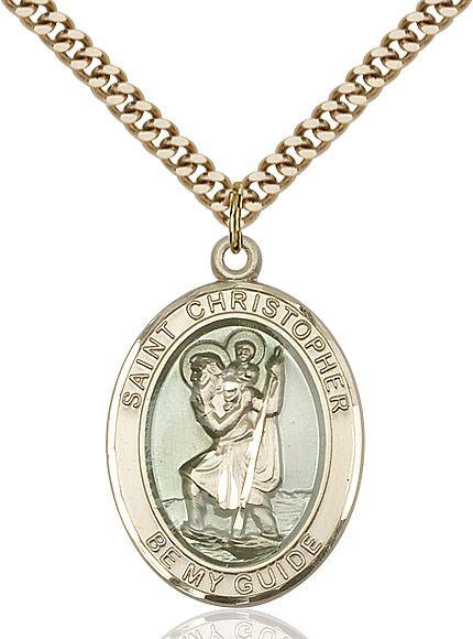Saint Christopher medal S022E2, Gold Filled