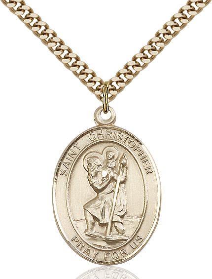 Saint Christopher medal S0222, Gold Filled
