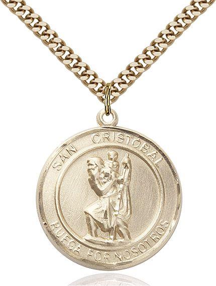 San Cristobal round medal S022RDSP2, Gold Filled