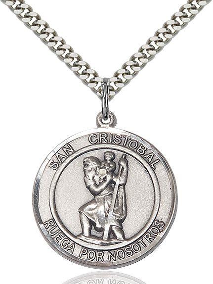 San Cristobal round medal S022RDSP1, Sterling Silver