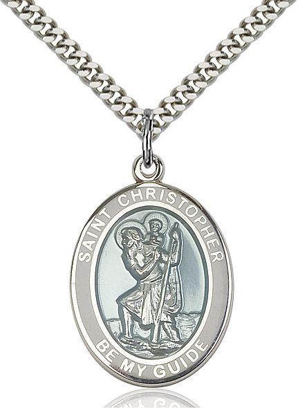 Saint Christopher medal 7022WB1, Sterling Silver