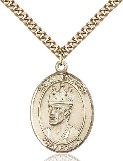 Saint Edward the Confessor medal S0262, Gold Filled