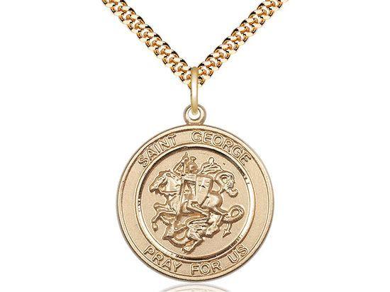 Saint George round medal S040RD2, Gold Filled