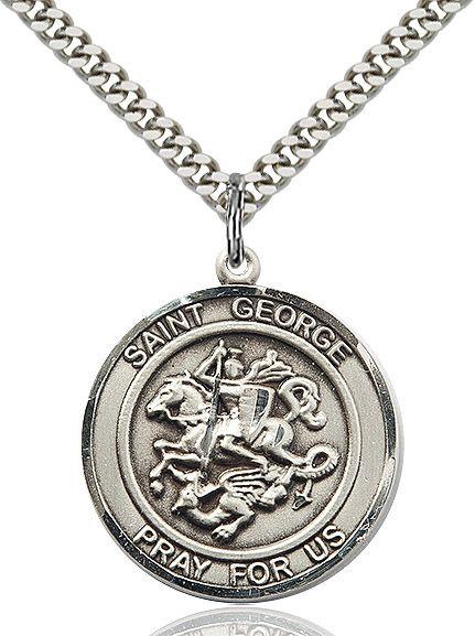 Saint George round medal S040RD1, Sterling Silver