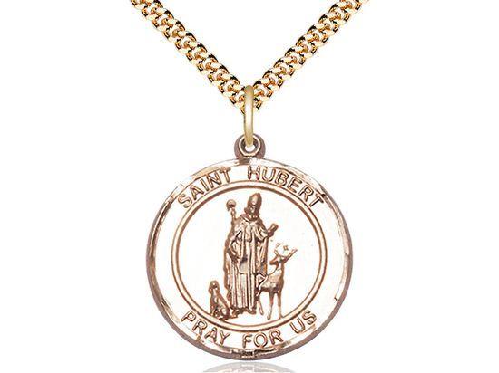 Saint Hubert of Liege round medal S045RD2, Gold Filled