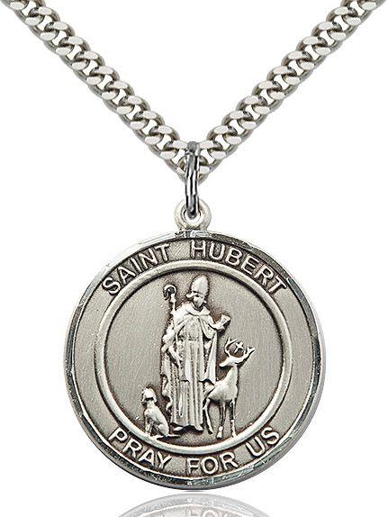 Saint Hubert of Liege round medal S045RD1, Sterling Silver