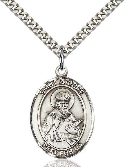 Saint Isidore of Seville medal S0491, Sterling Silver