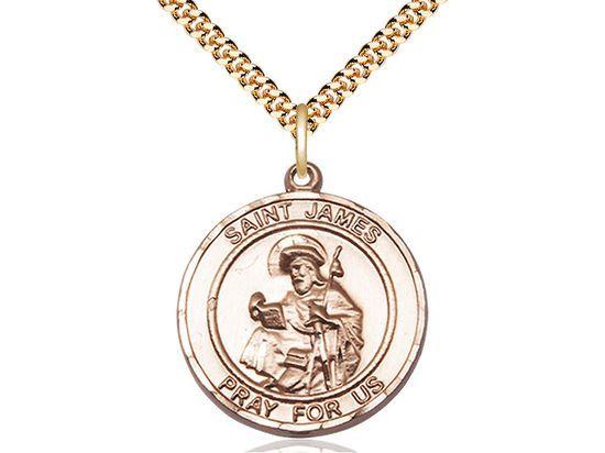 Saint James the Greater round medal S050RD2, Gold Filled