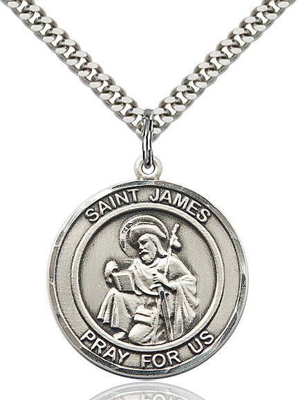Saint James the Greater round medal S050RD1, Sterling Silver