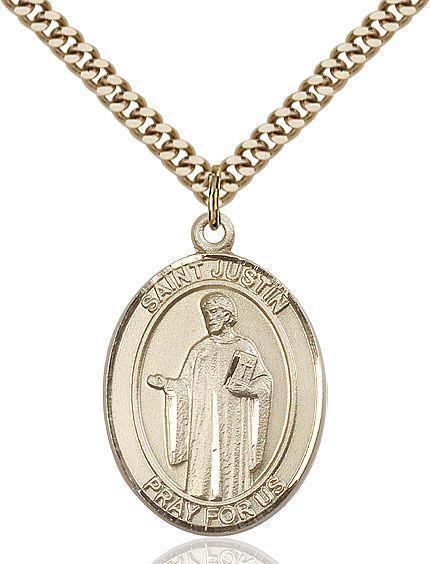 Saint Justin medal S0522, Gold Filled