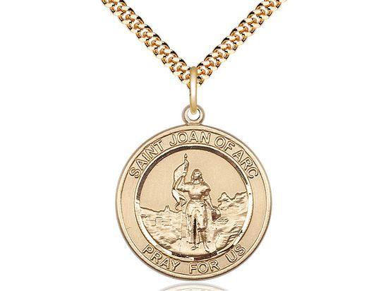 Saint Joan of Arc round medal S053RD2, Gold Filled