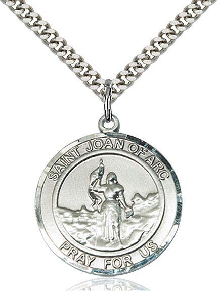 Saint Joan of Arc round medal S053RD1, Sterling Silver