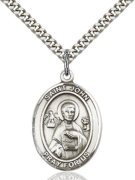 Saint John the Apostle medal S0561, Sterling Silver