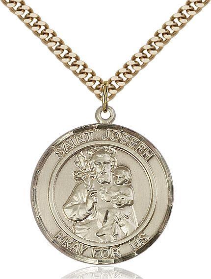 Saint Joseph round medal S058RD2, Gold Filled