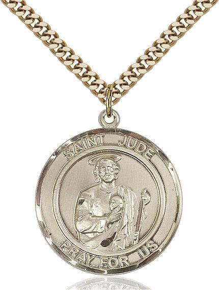 Saint Jude round medal S060RD2, Gold Filled