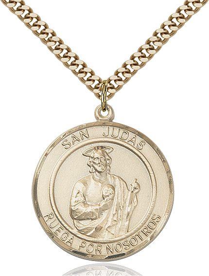 San Judas round medal S060RDSP2, Gold Filled