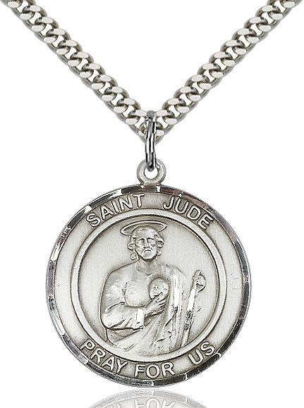 Saint Jude round medal S060RD1, Sterling Silver
