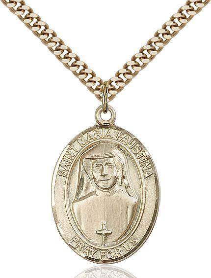 Saint Maria Faustina medal S0692, Gold Filled