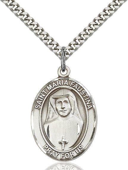 Saint Maria Faustina medal S0691, Sterling Silver