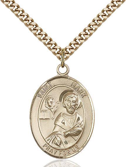 Saint Mark the Evangelist medal S0702, Gold Filled
