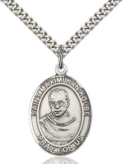 Saint Maximilian Kolbe medal S0731, Sterling Silver