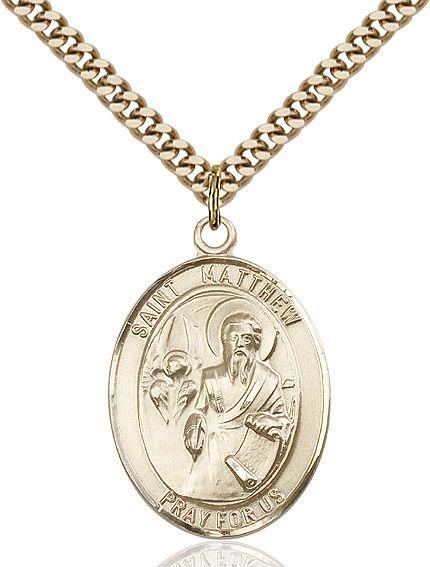 Saint Matthew the Apostle medal S0742, Gold Filled