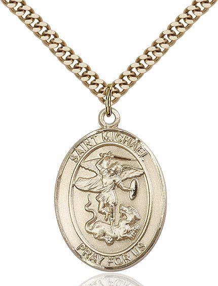 Saint Michael the Archangel medal S0762, Gold Filled